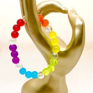 [Vibrant Rainbow] Stretchy Glass Beaded Bracelet